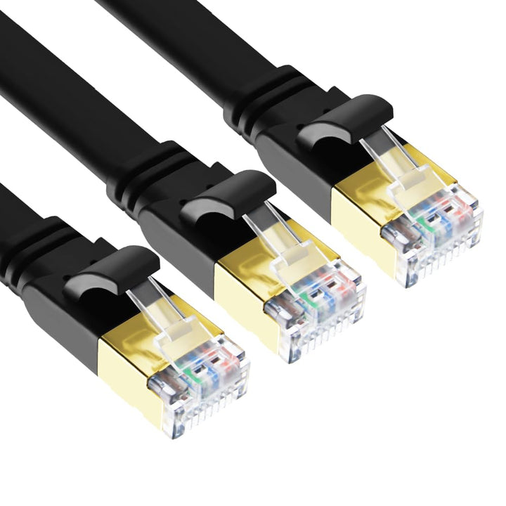 Yauhody Cat 8 3m, 3-Stück Lan Kabel Netzwerkkabel Flach Ultra High Speed 40Gbps 2000MHz STP Ethernet