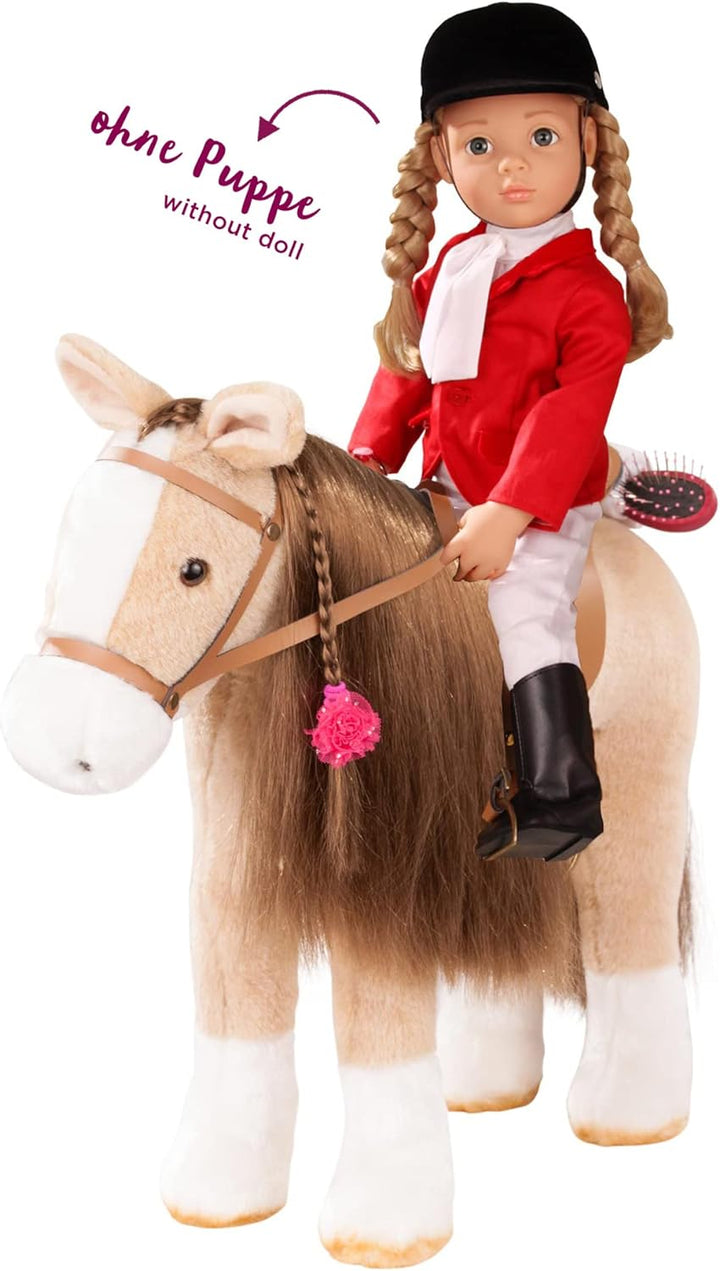 Götz 3403088 Sparky Kämmpferd (Stockmass 37 cm) - braunes Plüschpferd, Höhe ca. 52 cm für Stehpuppen