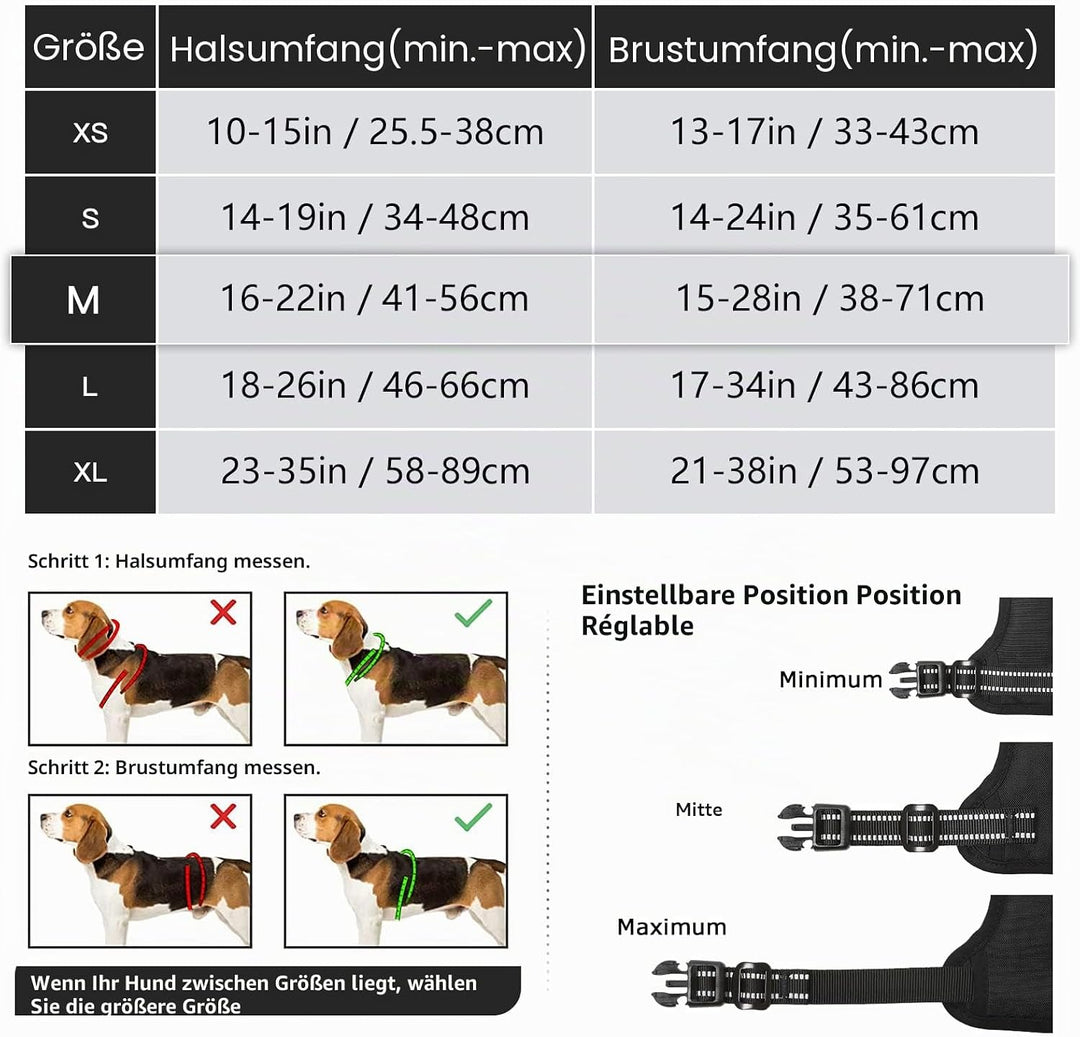 HEELE Hundegeschirr, No-Pull Hundegeschirr, Brustgeschirr für Mittelgrosse Hunde, Weich Atmungsaktiv