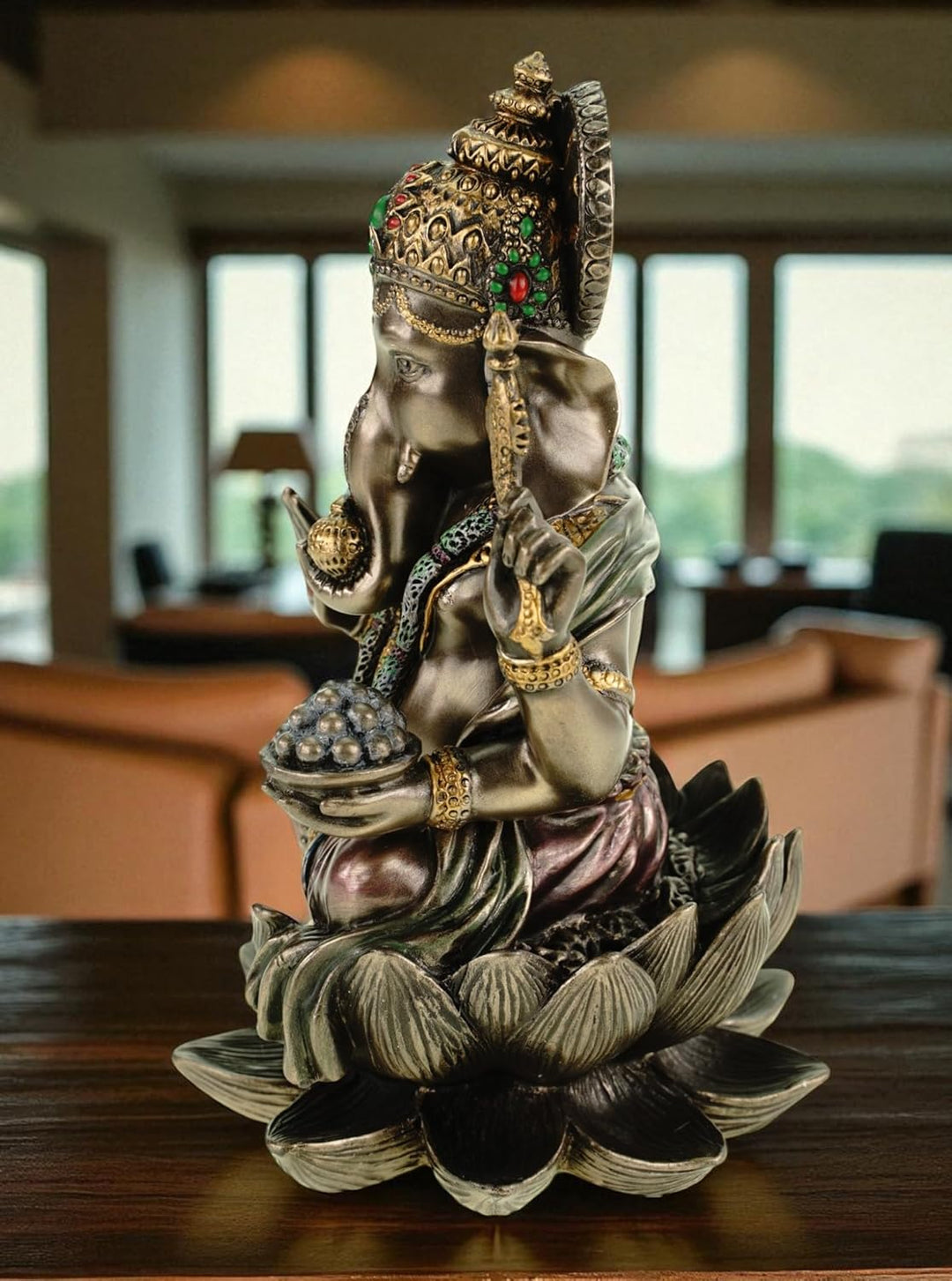 Veronese by Joh. Vogler GmbH Dekofigur Buddha Ganesha auf Lotusthron Feng Shui Ganesh Elefantengott