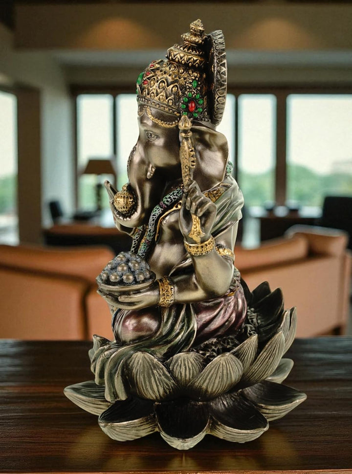 Veronese by Joh. Vogler GmbH Dekofigur Buddha Ganesha auf Lotusthron Feng Shui Ganesh Elefantengott