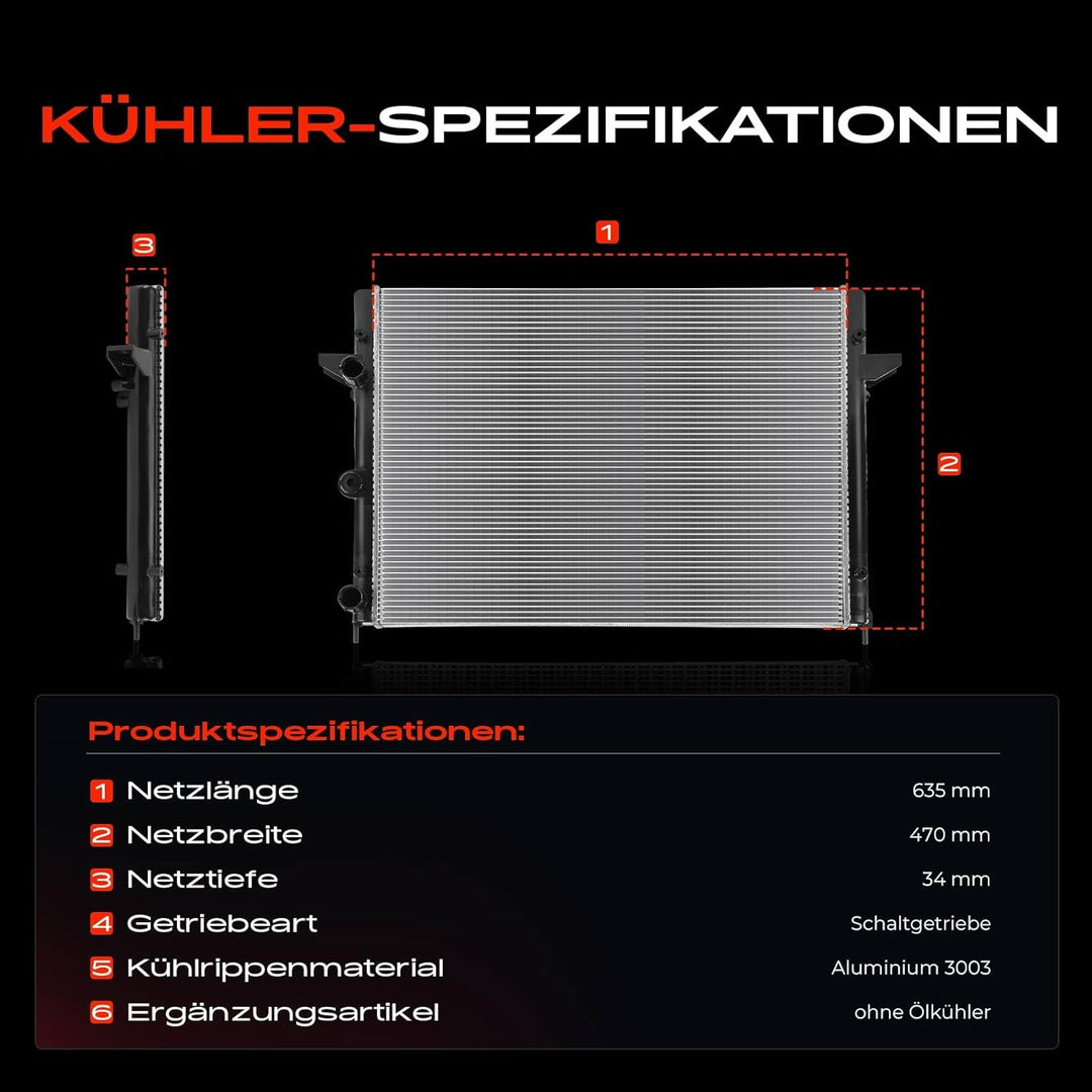 Frankberg Kühlmittelkühler Kompatibel mit Galaxy WGR 2.3L-2.8L 1995-2006 Motorkühler Shara.n 7M6 7M8
