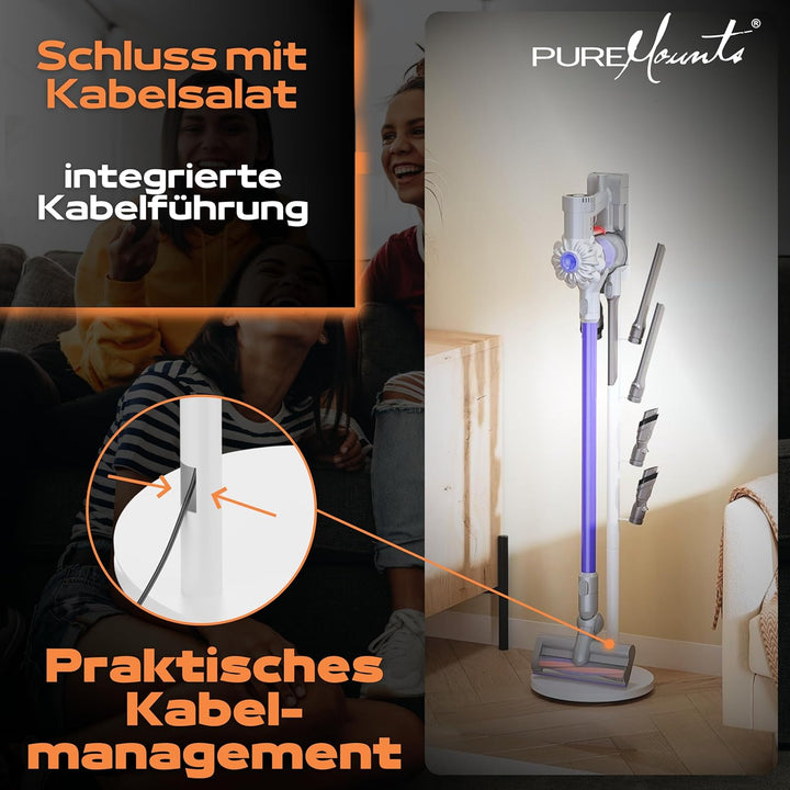 PureMounts Staubsauger Ständer Halterung universal kompatibel mit Dyson, Philips, Samsung, Bosch, Mi