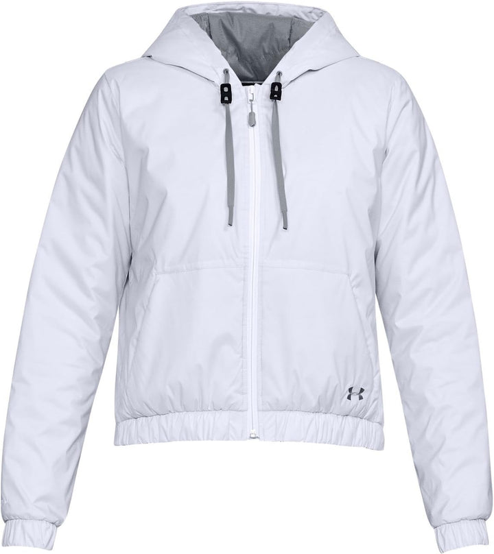 Under Armor Damen ColdGear Reactor Crop Hoodie XL Weiss/Stahl, XL Weiss/Stahl