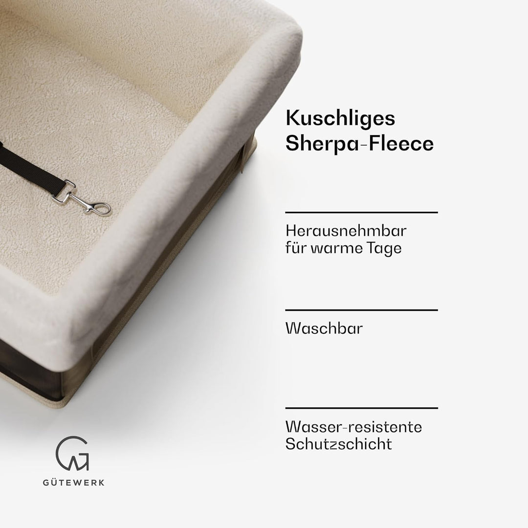 Gütewerk Hunde Autositz für Mittlere und Kleine Hunde, Hunde Zubehör, Stabiler Autositz Hund für Vor