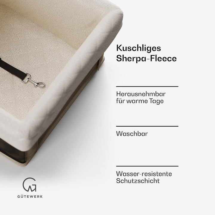 Gütewerk Hunde Autositz für Mittlere und Kleine Hunde, Hunde Zubehör, Stabiler Autositz Hund für Vor