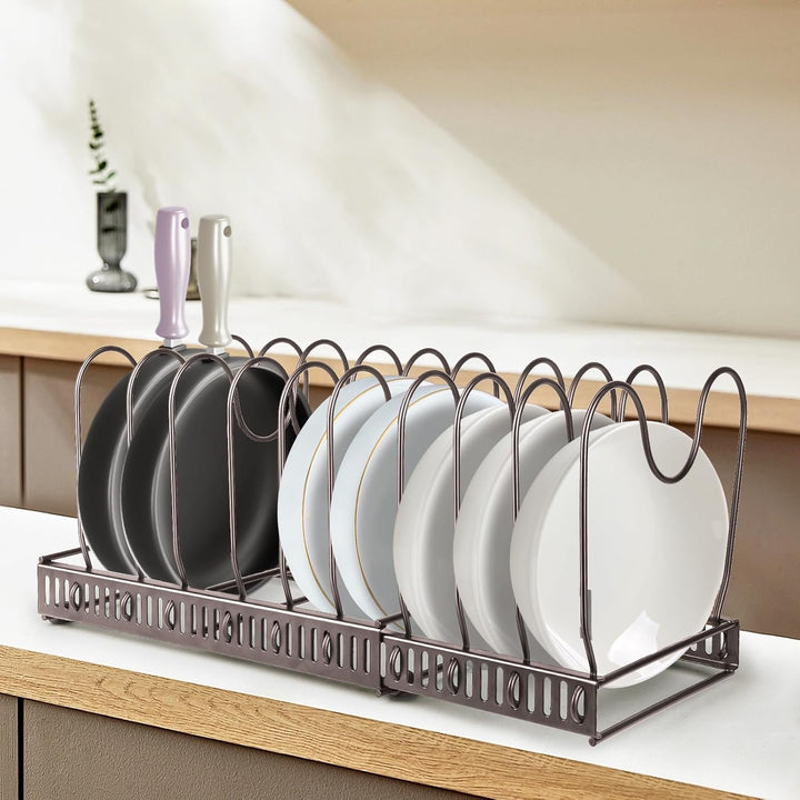 homewell Topfdeckelhalter, Abtropfgestell aus Metall für Töpfe, Pfannen und Deckel aus schwerem Meta
