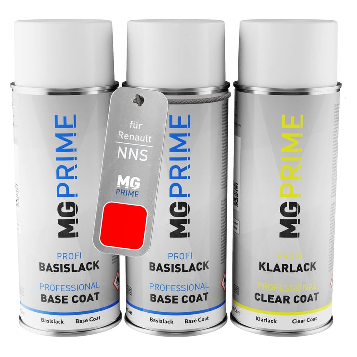 MG PRIME Autolack Sprühdosen Set für Renault NNS Rouge Magma/Magma-Rot Grundlack Basislack Klarlack