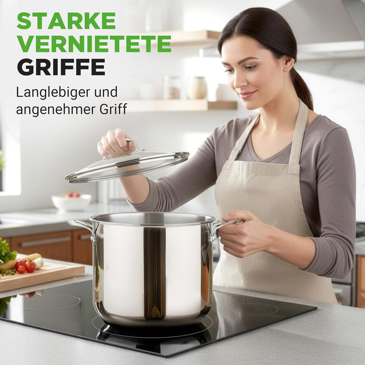 NutriChef Kochtopf Gross, 11,5L- Ø 26cm, Suppentopf Edelstahl Induktion für Alle Herdarten Geeignet,
