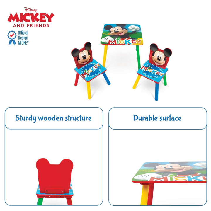 Disney Nixy Kids Mickey Mouse Holztisch und 2 Stühle, Set