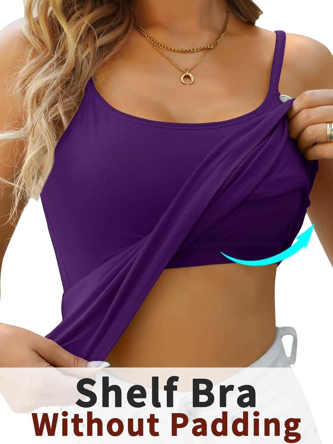 Attraco 2er Pack Damen Baumwolle Tank Top mit Regal BH Unterhemd Verstellbarer breiter Riemen Camiso