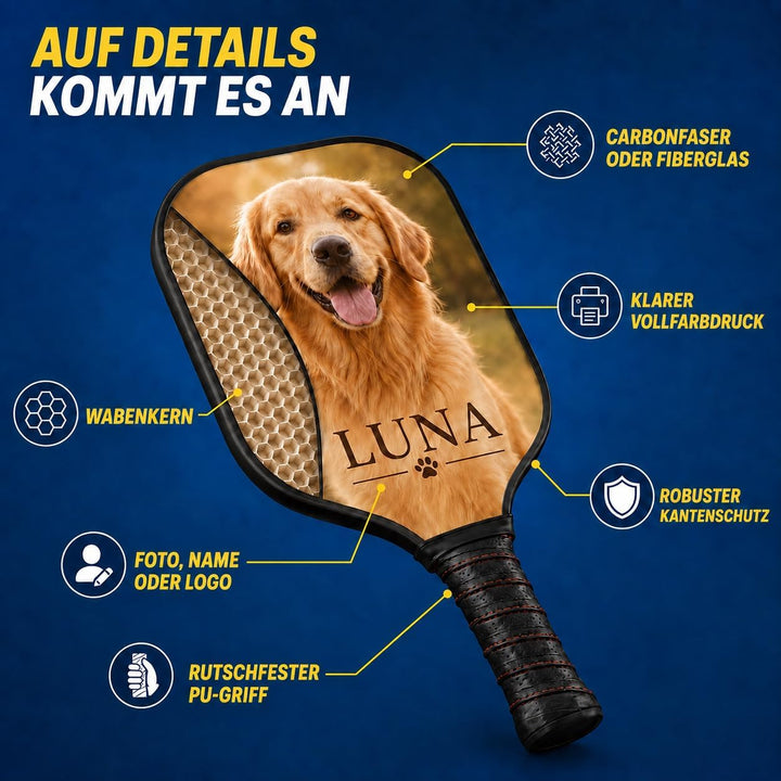 Personalisierter Pickleball Schläger mit Foto, Name oder Logo, Carbonfaser oder Fiberglas, Leichter