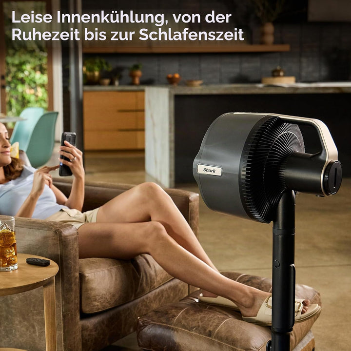 Shark FlexBreeze Pro Nebelventilator – Indoor & Outdoor, Integriertes Nebel, Sockel auf Tischplatte,