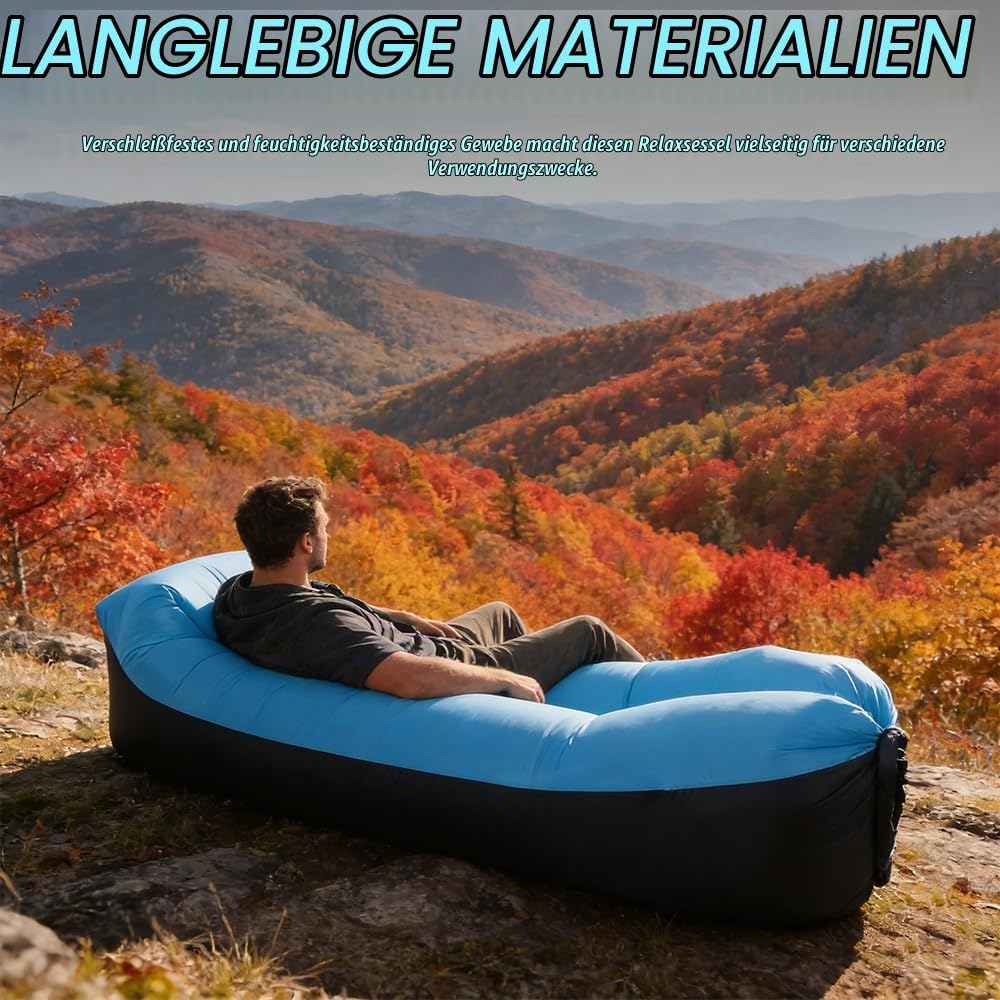 Aufblasbares Sofa 230×70cm, Luftsack mit Portable Paket, Tragbares Aufblasbare Liege, Air Lounger, S