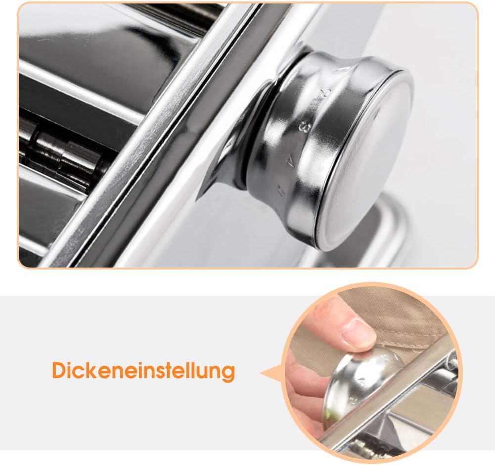 Nudelmaschine Manuell, Pastamaschine Pasta Maker Bandnudeln Maschine Nudelwalze Edelstahl Pasta Walz
