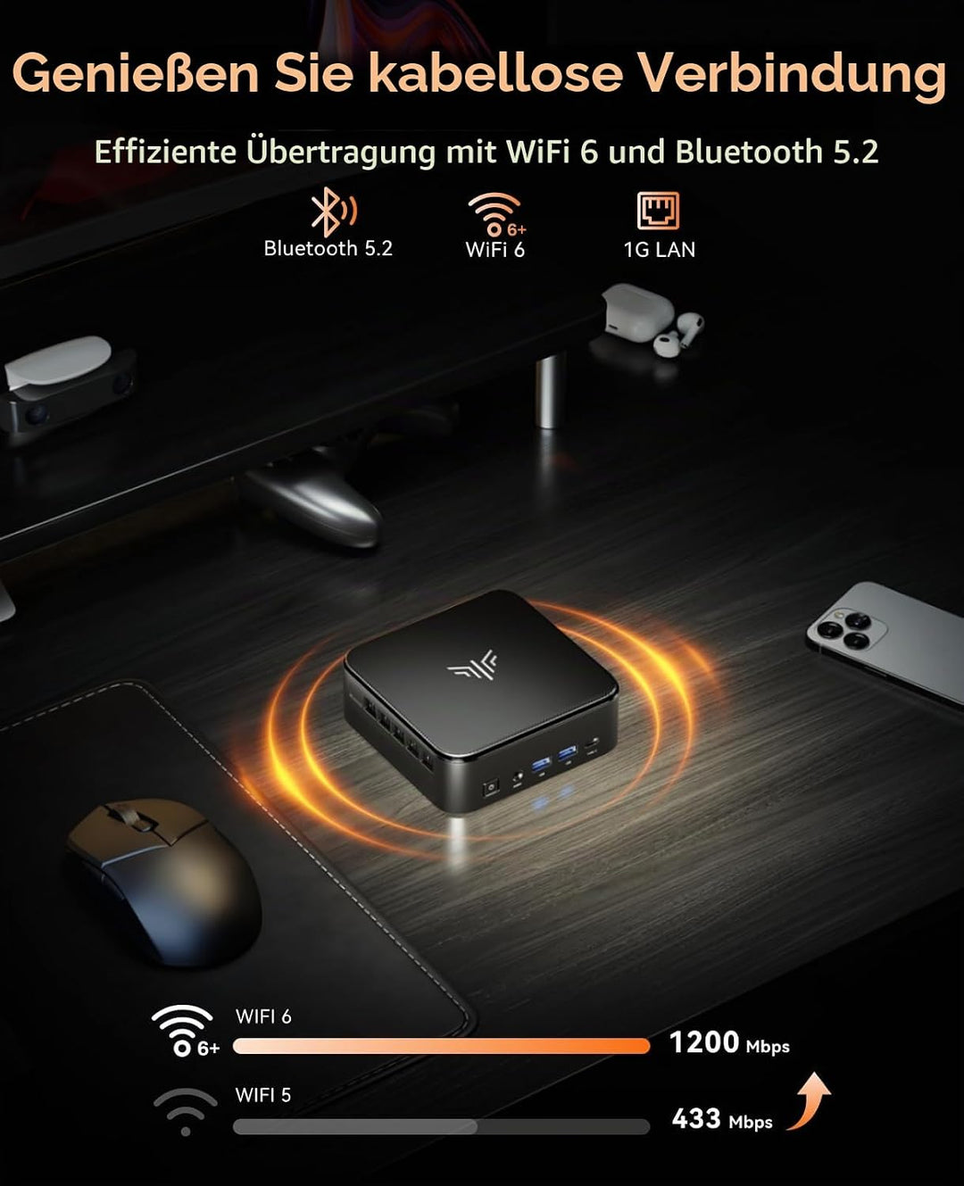 NiPoGi AM02PRO Mini PC AMD Ryzen 7 5700U 16GB Dual DDR4 512GB SSD Micro Desktop Computer mit Radeon