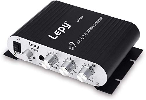 LEPY LP-838 Auto Channel Verstärker Stereo Subwoofer Audio Zubehör (Schwarz) mit DollaTek Led-Licht