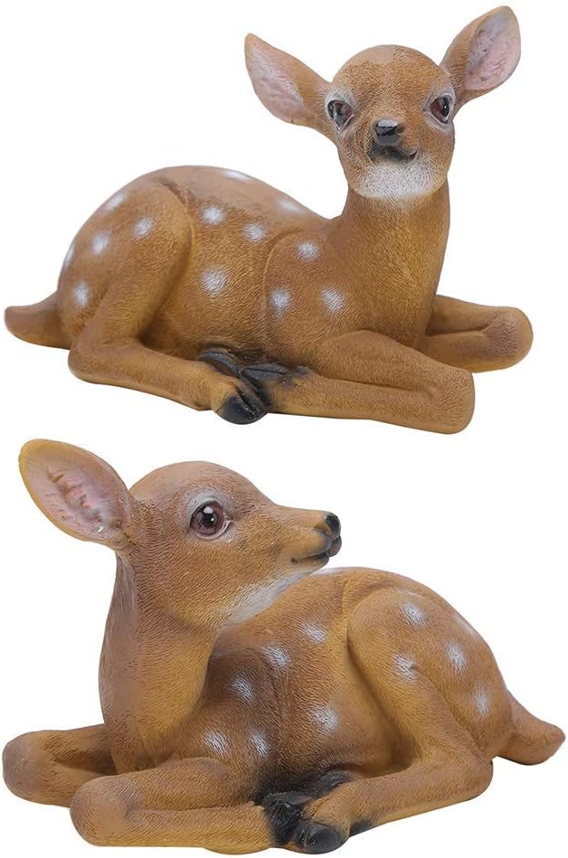 Atyhao 2Pcs Sika Deer Statue Skulptur Ornamente Tiermodell Kunst Handwerk Outdoor Gartendekoration O