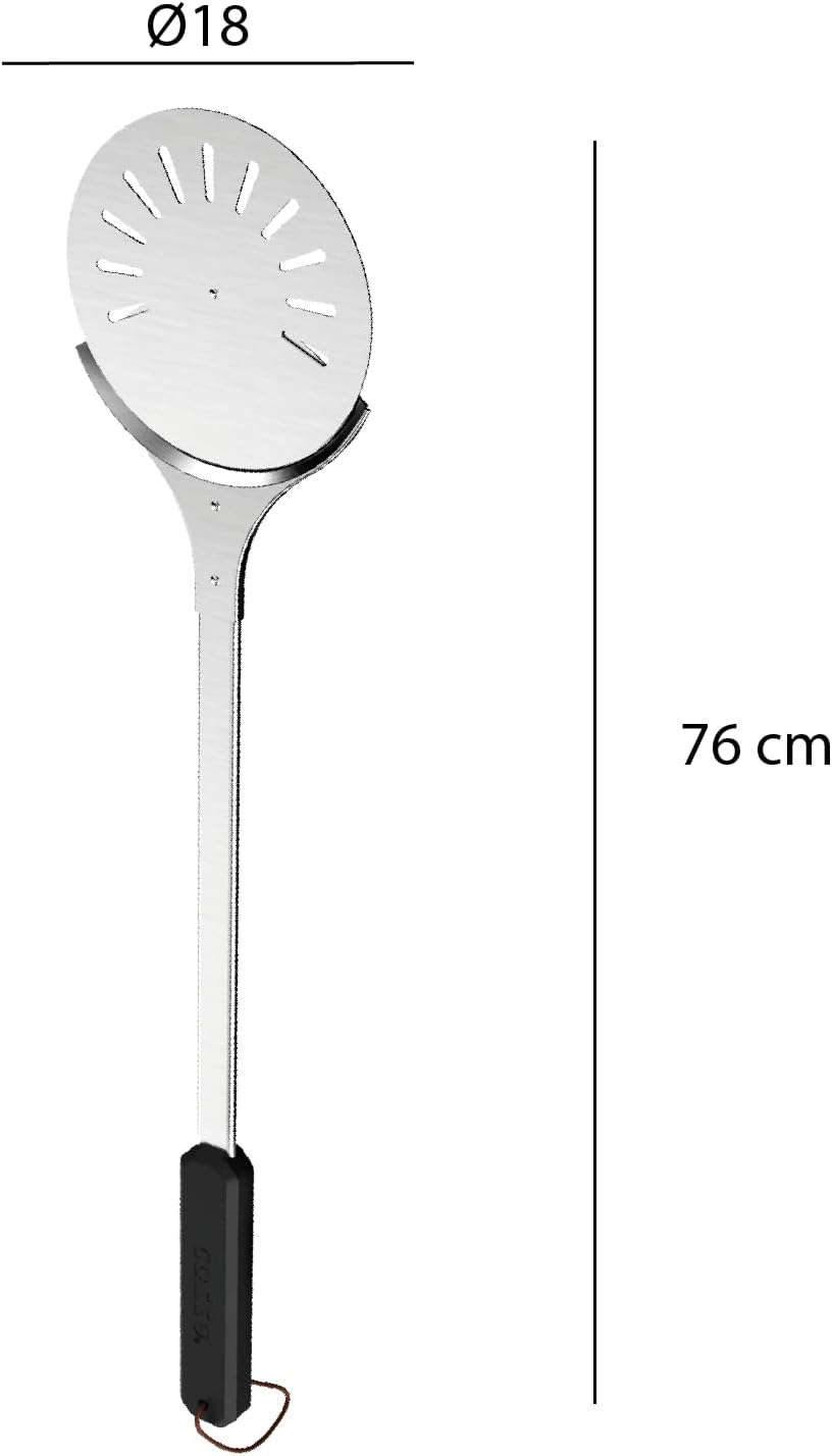 cozze® Premium Edelstahl Pizzaschieber – Elegantes Drehdesign, 76 cm Komfortgriff, Hitzebeständigkei