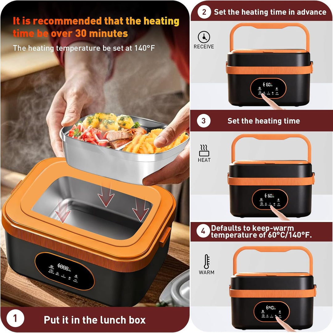 2025 Upgrade Beheizte Lunchbox Wiederaufladbare Selbstheizende 1.5L Tragbare Elektrische Lunchbox fü