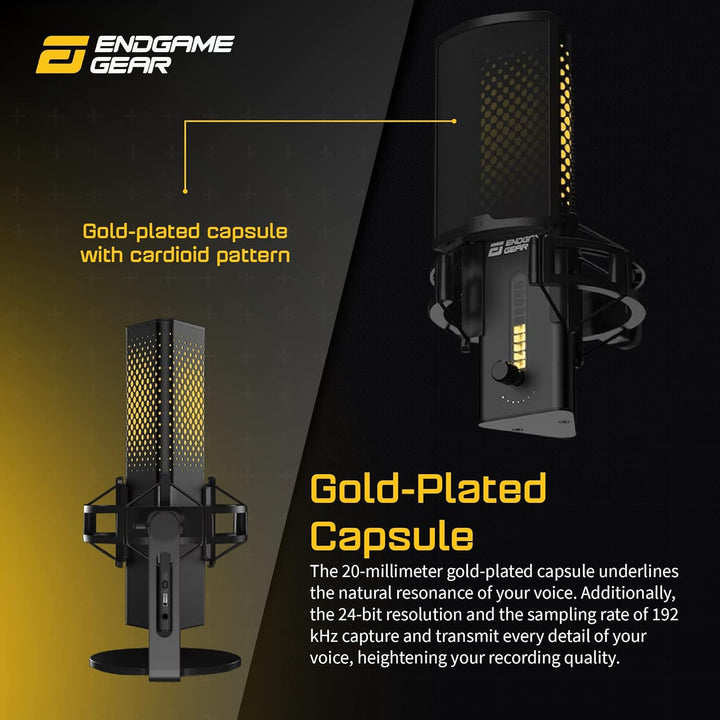 ENDGAME GEAR XSTRM USB Mikrofon für Streaming, Podcast, Aufnahmen in Studioqualität, 24 Bit / 192 kH