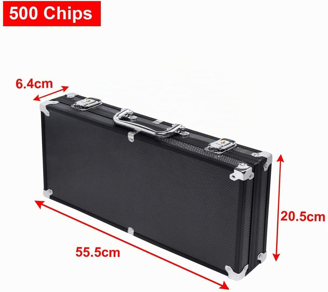 LARS360 Pokerkoffer mit 500 Laser Pokerchips, 11,5g Abschliessbar Pokerkarten Zubehör Deluxe Pokerse