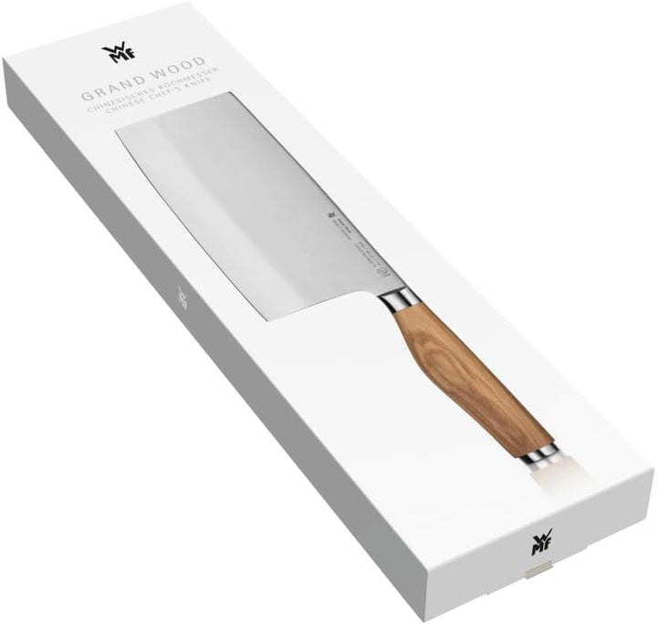 WMF Grand Wood Chinesisches Kochmesser 37 cm, Holzgriff, Made in Germany, Olivenholzgriff Messer ges