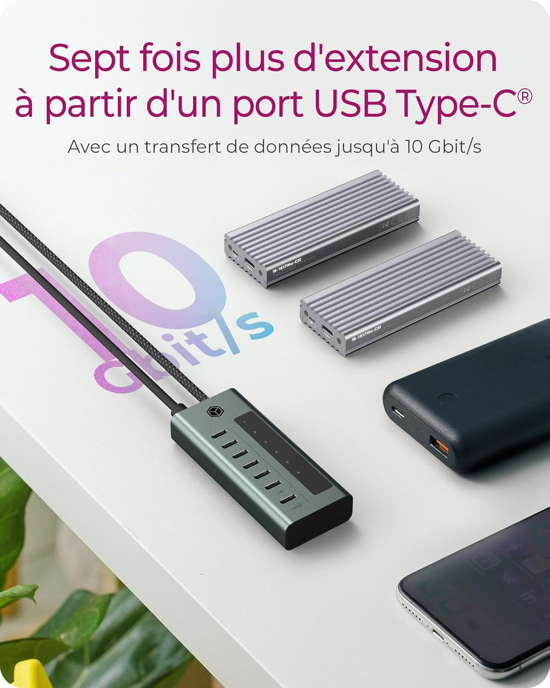 ICY Box USB 3.2 Gen 2 (3.1 Gen 2) Type-C 10000 Mbit/s, IB-HUB1457-C31