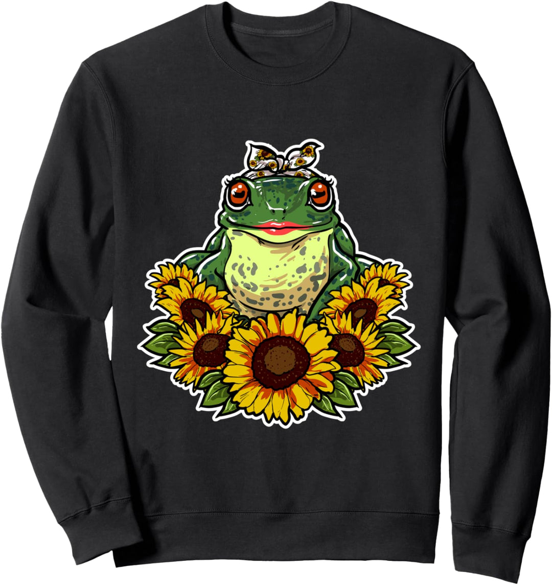 Süsse Kröte Liebe Geschenk Sonnenblumen Dekor Frosch Sweatshirt
