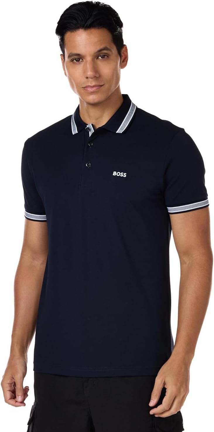 BOSS Herren Paddy Paddy Poloshirt aus Baumwoll-Piqué 3XL New - Black001/Dunkelblau, 3XL New - Black0