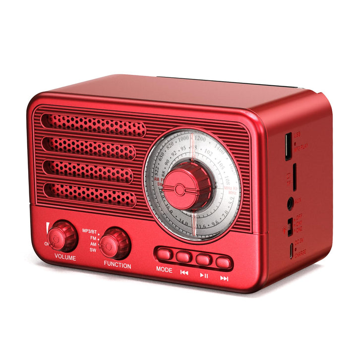 Retro Transistor Radio, Battery Operated AM FM SW Radio, Small Rechargeable Portable with 1800mAh Li