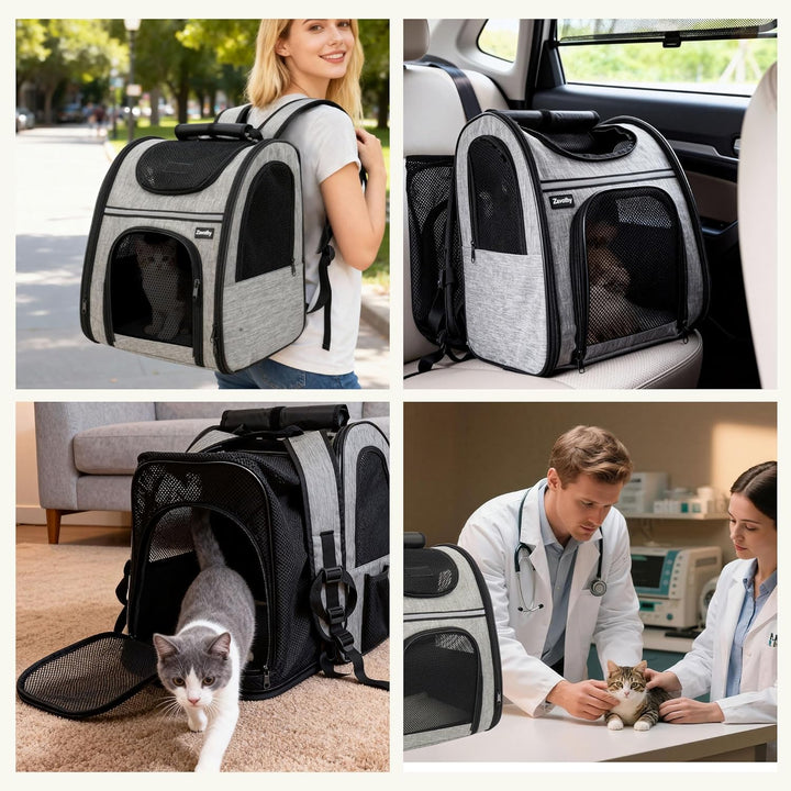 Zavothy Haustier Rucksack für Katzen und Hunde, Tragbar und Faltbar, mit Netzfenster und Gepolsterte