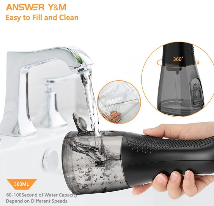 Munddusche Testsieger 2023, 300ML Munddusche Kabellos, IPX7 Water Flosser Home & Travel for Braces a