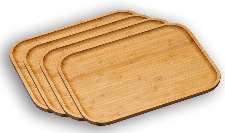 Kesper 58161 |Servierbrett 37,5 x 27,5 cm aus Bambus mit hochgezogenem Rand Vesperbrett Brotzeitbret