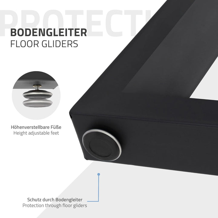 ECD Germany 2er Set Tischbeine aus Vierkantprofilen, 70x72 cm, Schwarz, pulverbeschichtete Stahl, In