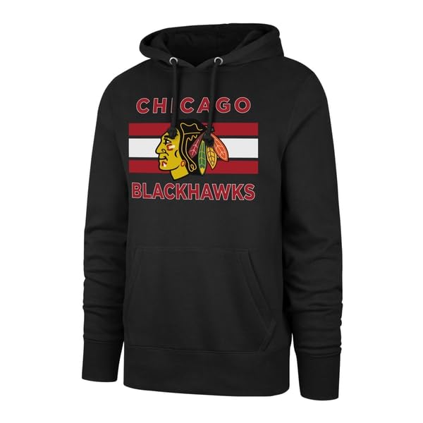 '47 Chicago Blackhawks Stripe Burnside NHL Hoodie Schwarz M, M