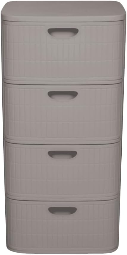Kreher® XL Rollbarer Schubladenschrank Rollcontainer Nischenschrank aus Kunststoff in Rillen-Optik m
