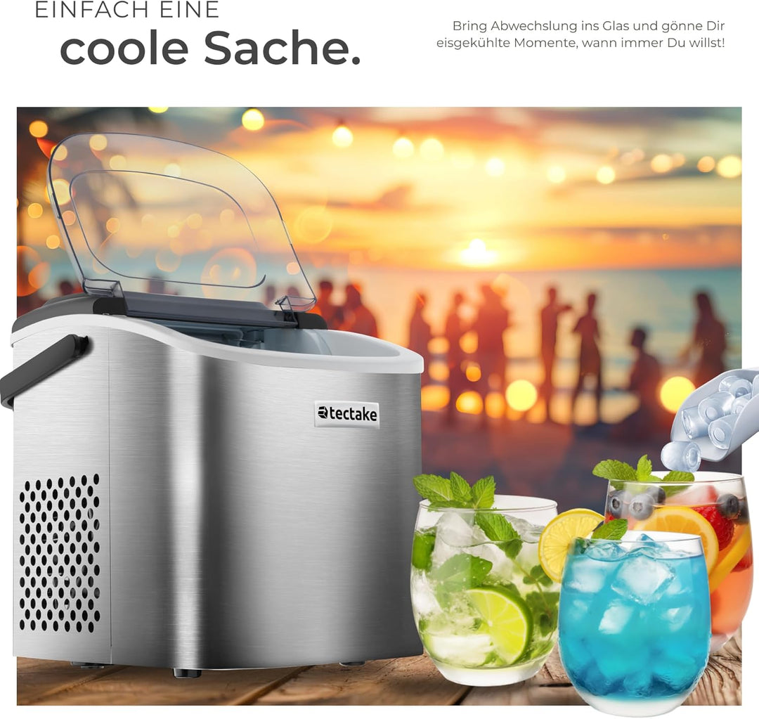 tectake® Eiswürfelmaschine, Ice Maker, 2,1l Volumen, Eiswürfelbereiter, Maschine bereitet 9 Würfel i