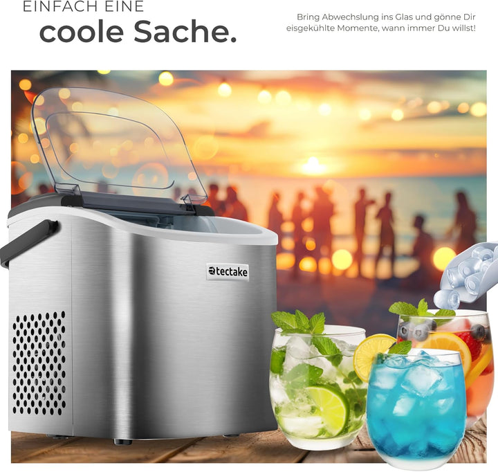 tectake® Eiswürfelmaschine, Ice Maker, 2,1l Volumen, Eiswürfelbereiter, Maschine bereitet 9 Würfel i