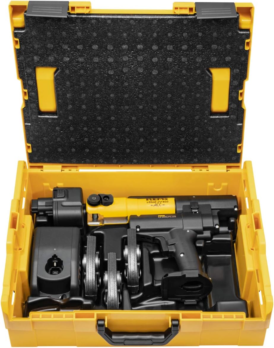 Rems Mini-Press (14V ACC SET M 15+18+22, L-BOXX, Presszangen, mit 2 schwenkbaren Monoblock-Pressback