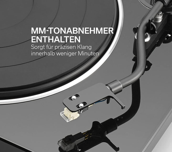 Denon DP450USBBKEM Plattenspieler (USB Aufnahme, Riemenantrieb, Tonarmlift, eingebauter Vorverstärke