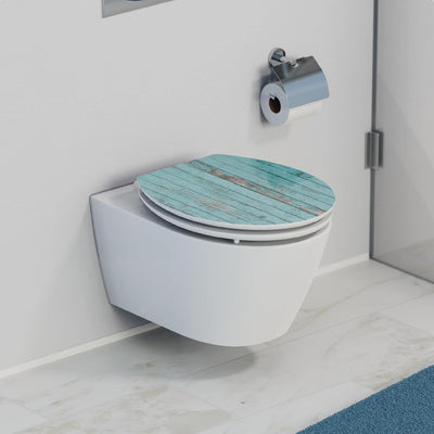 SCHÜTTE 80536 HG MDF-Holzkern High Gloss WC-Sitz BLUE WOOD mit Absenkautomatik, Motiv, Blue Wood