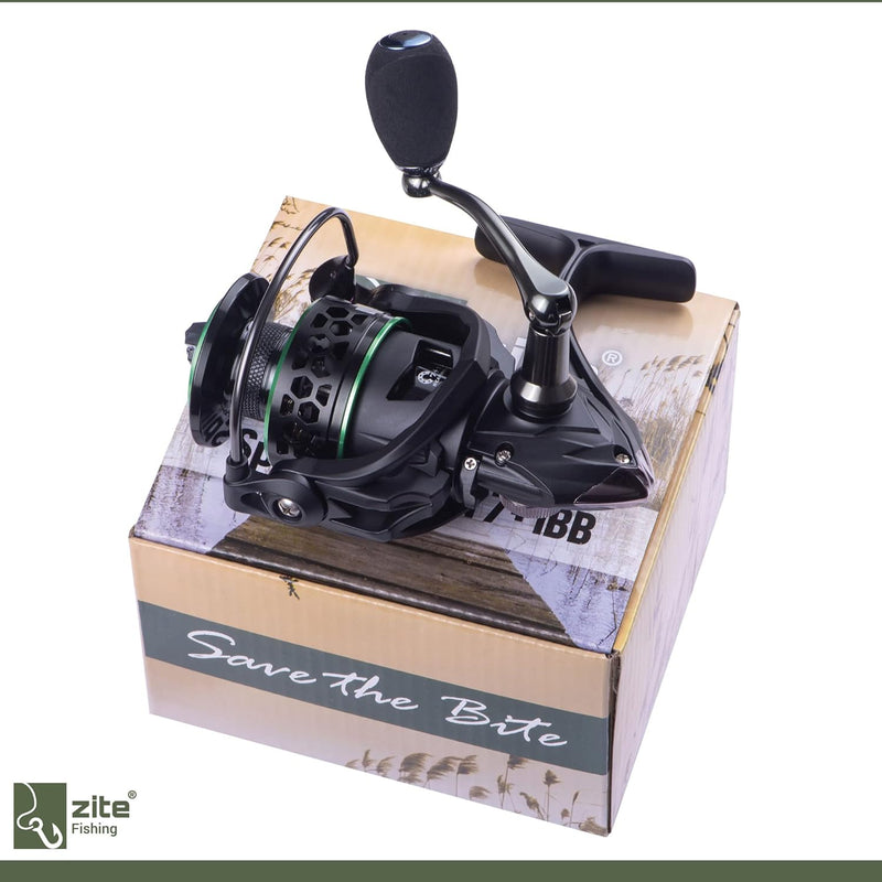 Zite Fishing Spinn-Angel-Set | Spinning Reel 3000 7+1BB | Raubfisch-Rolle | 2 Alu-Spulen | Geflochte