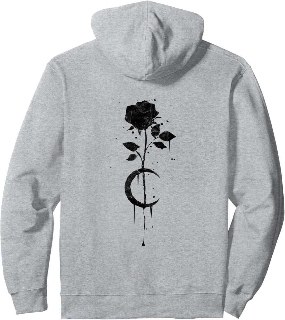 Occult Moon Rose Gothic Witchcraft Vintage Tarot Death Pullover Hoodie