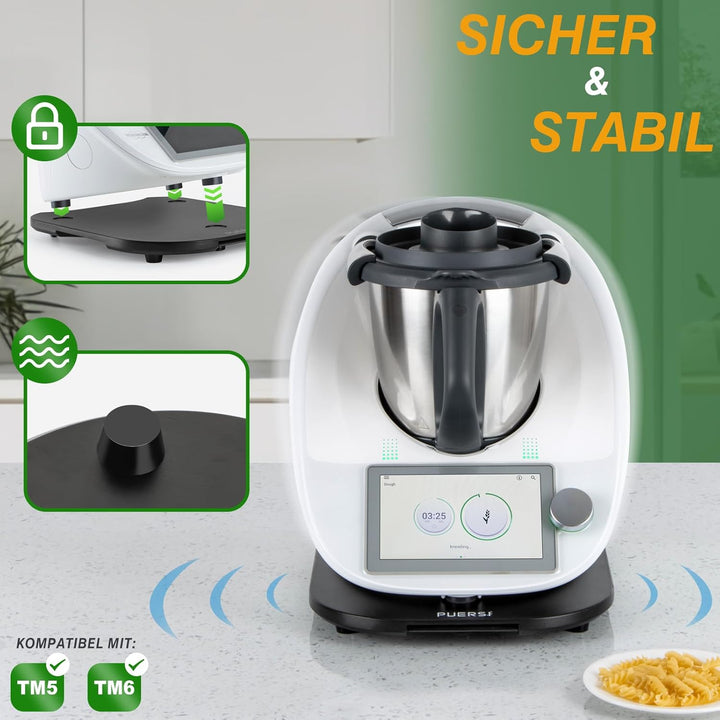 PUERSI Gleitbrett für Thermomix TM6/TM5, 2te Generation, Brett für Thermomix mit Rollen, Leicht Glei