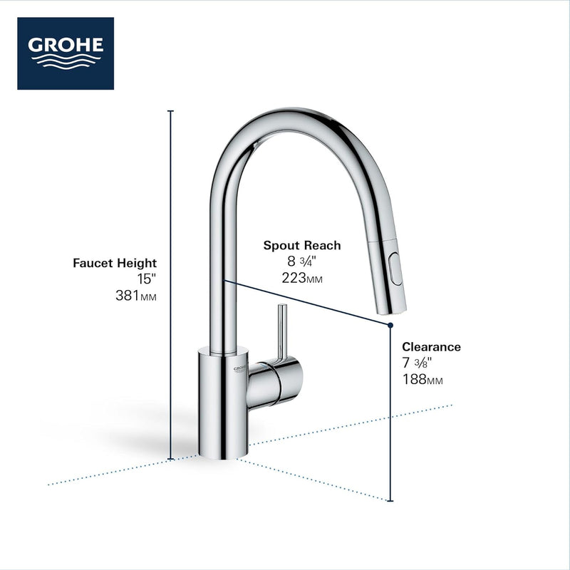 Grohe Concetto 32665DC3 Küchenarmatur, ausziehbar, Doppelstrahl, SuperSteel Infinity Finish Super St