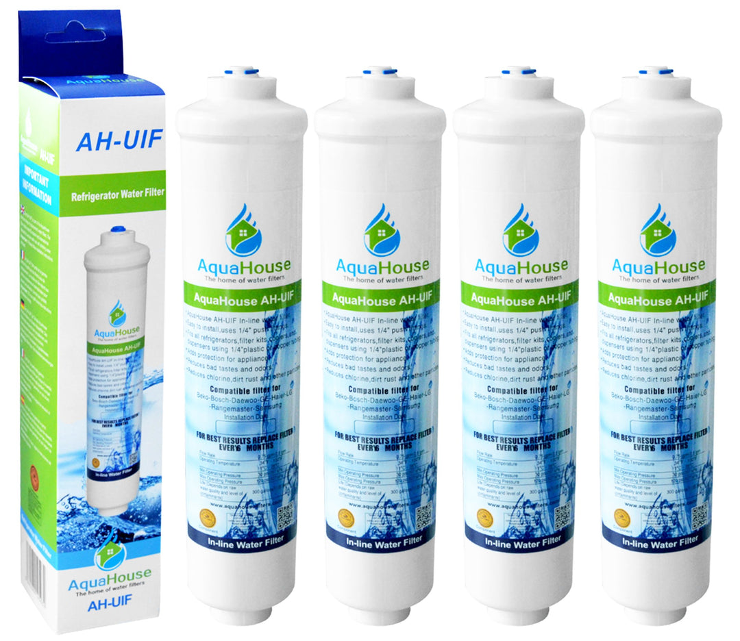 4x AquaHouse AH-UIF Kompatibel Kühlschrank Wasserfilter passt für Samsung DA29-10105J Haier Kemflo A