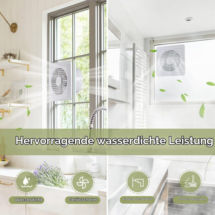 FanGoFast Badlüfter 150mm, Badezimmer Lüfter Leiser mit Rücklaufklappe, 17W Leistungsstarke Wandvent