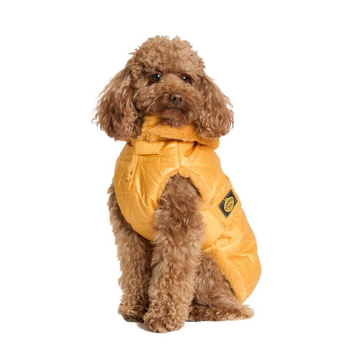 Fashion Dog Hunde-Steppmantel mit Abnehmbarer Kapuze - Ocker-Gelb - 27 cm, 27 cm
