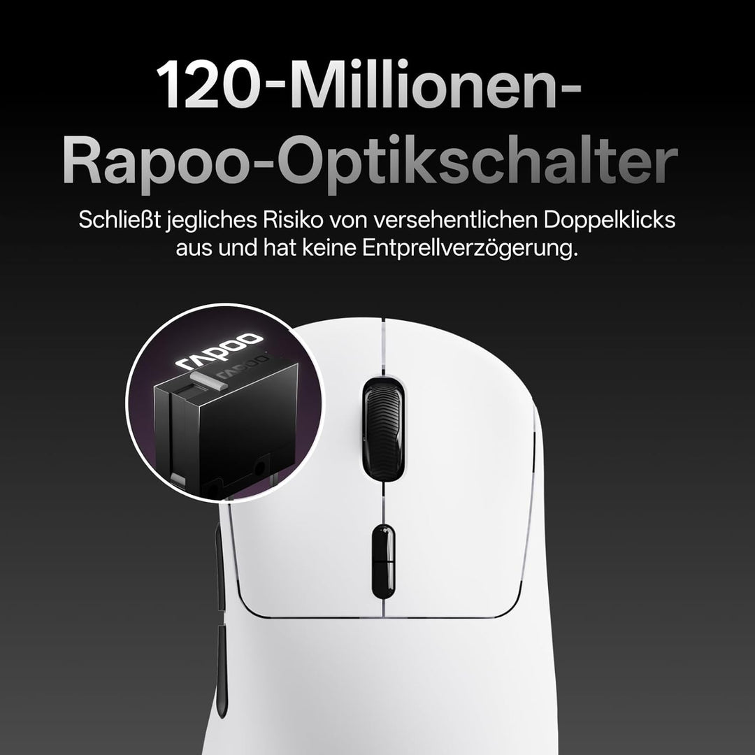 Rapoo VT3 MAX Gen-2 Gaming Maus Kabellose, Echte 8000Hz Abfragerate, 30K DPI, 53g Ultraleicht, 750 S